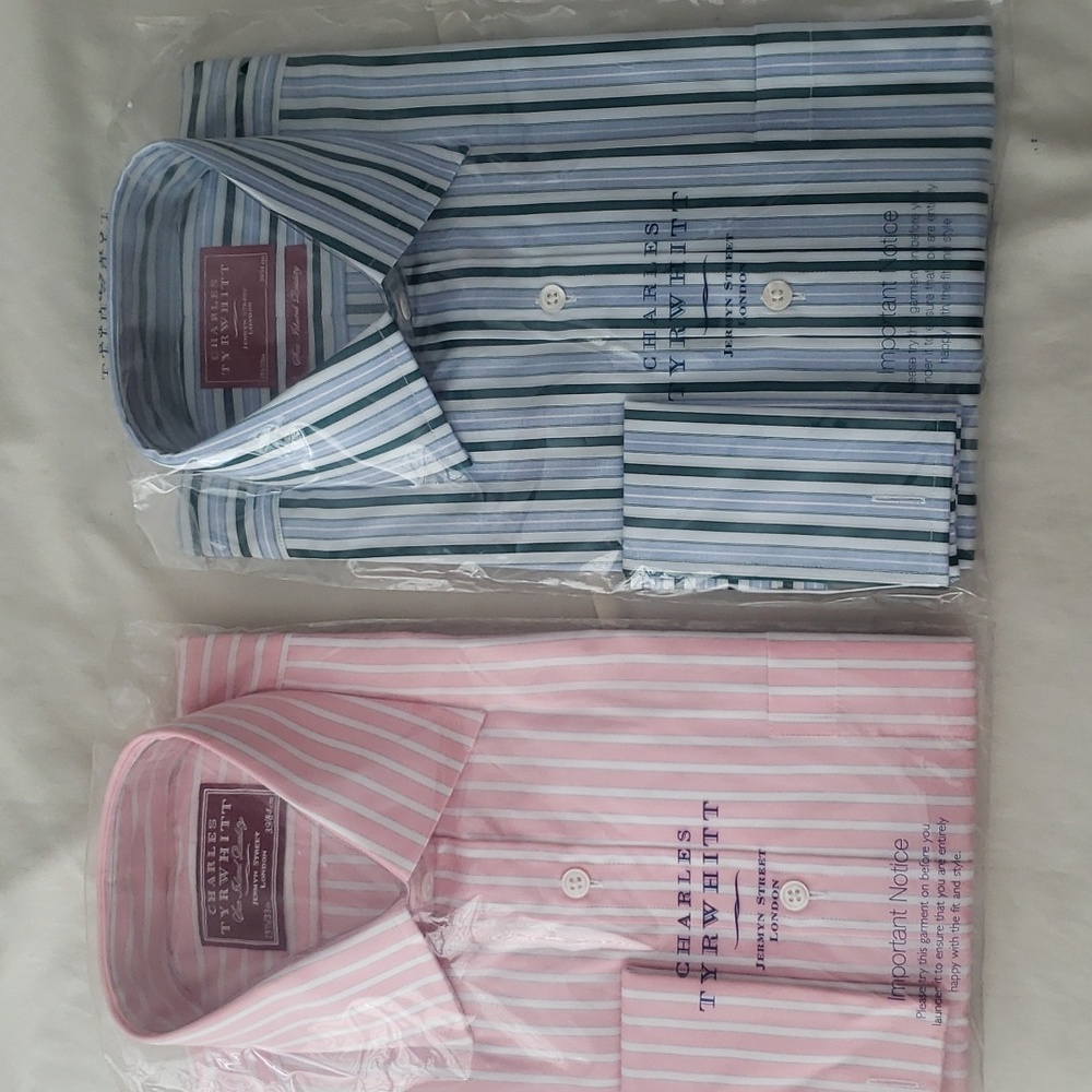 Two striped Charles Tyrwhitt Egyptian cotton shirts